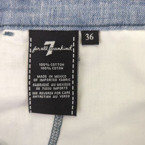 7 For All Mankind 100% Cotton Chino Shorts Men's Size 36 Chambray - Picture 3 of 4